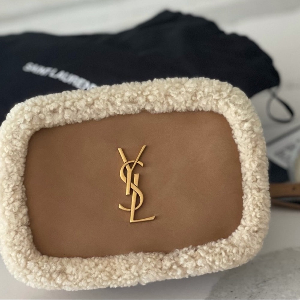 YSL Lou TEDDY LOGO Belt Bag Shearling & Nubuck Bumbag Sherpa SAINT LAURENT - Picture 3 of 15